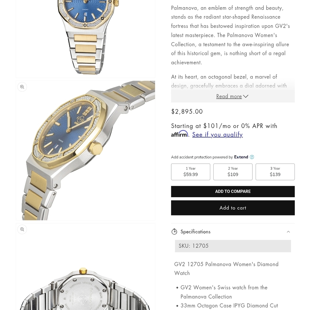Gv2 Silver and Gold Smartwatch with Two-Tone Design and Round Face